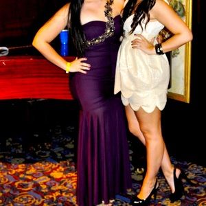 XSCAPE Floor length strapless dress with sash